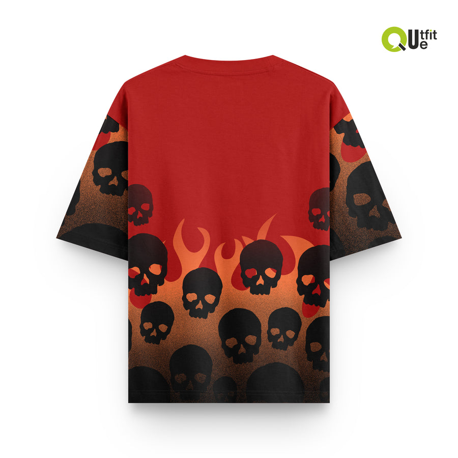 SKULLS ON FIRE OVERSIZED TSHIRT