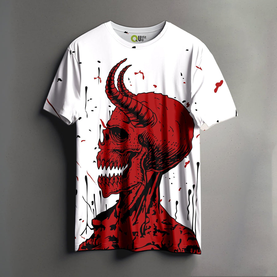 Crimson Skull Printed Tee - outfitque