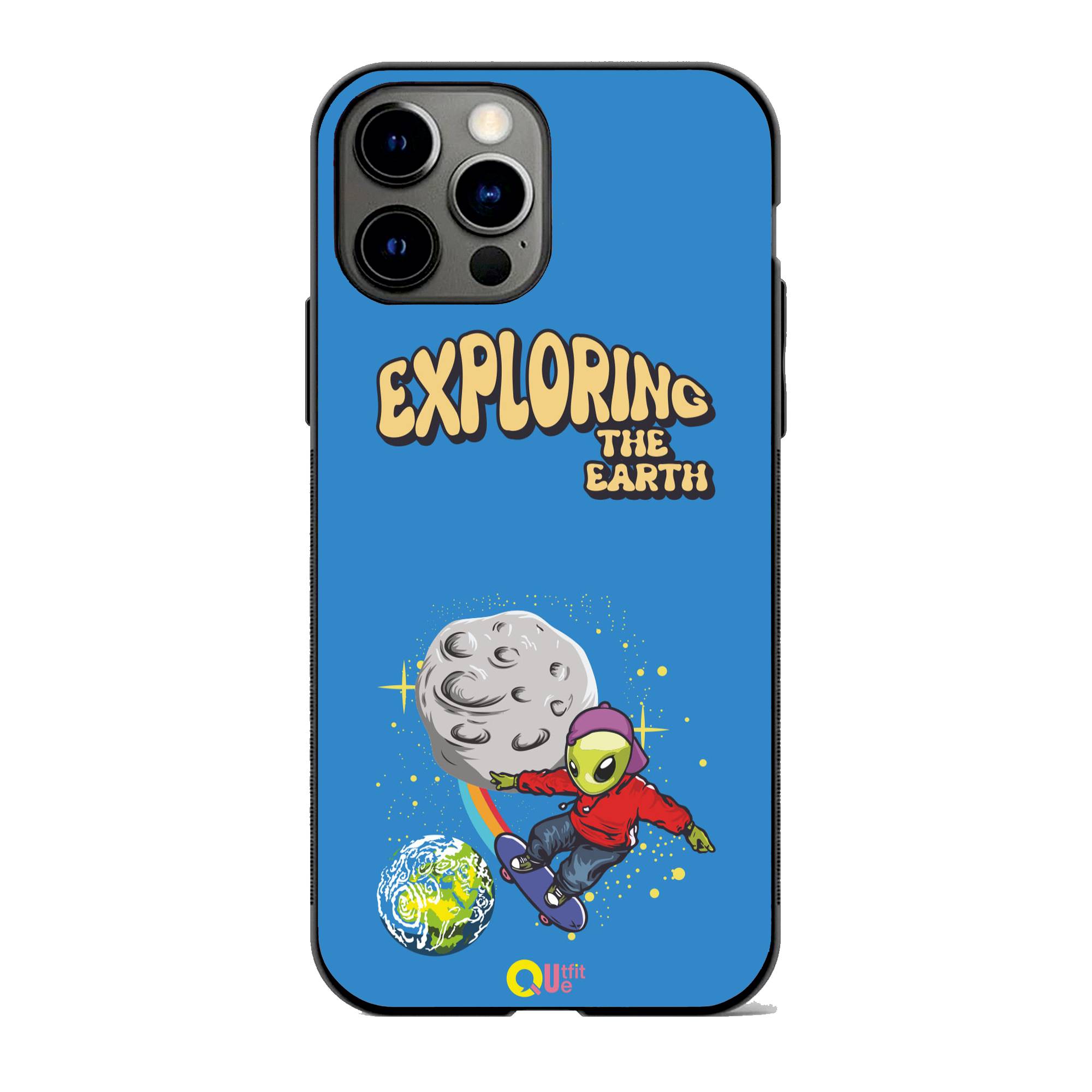 Exploring The Earth Blue Metal TPU hybrid Protection Case - outfitquePhone case