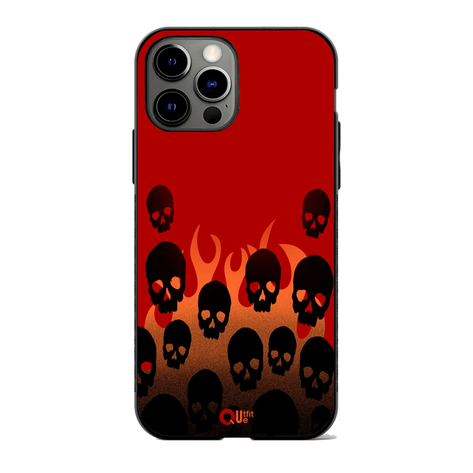 Skull On Fire Metal TPU hybrid Protection Case - outfitquePhone case